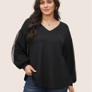 BloomChic Plain Tiered Mesh Patchwork T-shirt Size L ( us size 12)